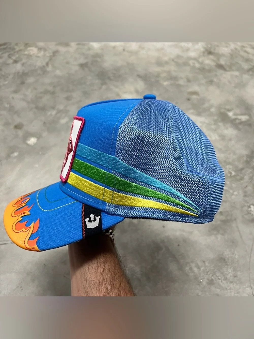 Goorin Bros Super Charged Blue Trucker Bunny Design Adjustable Snapback Hat